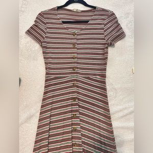 Woman’s Medium Pink Rose Vintage Striped Dress with buttons